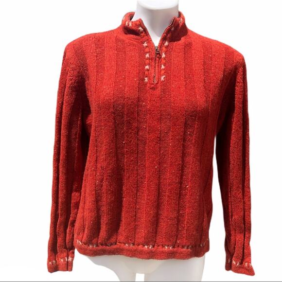 Woolrich Bittersweet orange sweater 1/4 zip size large - Picture 1 of 7